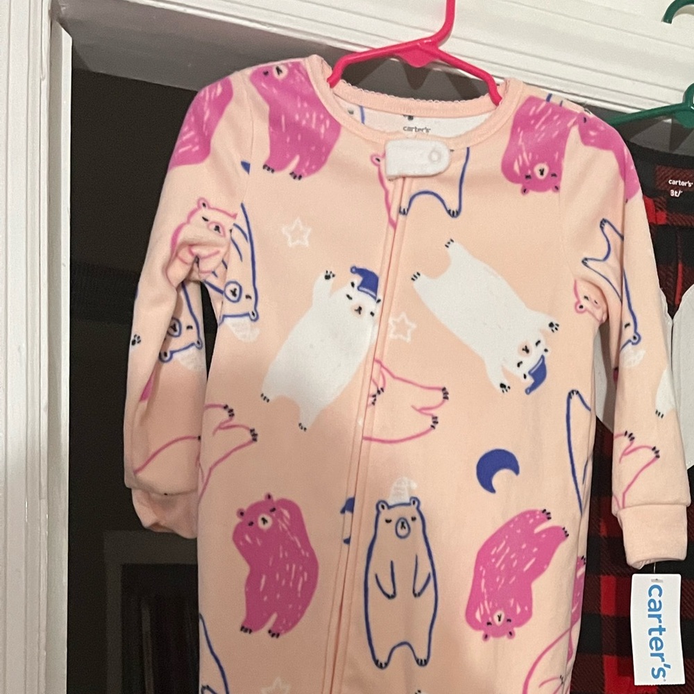 Carter's Pink and White Bear Print Footie